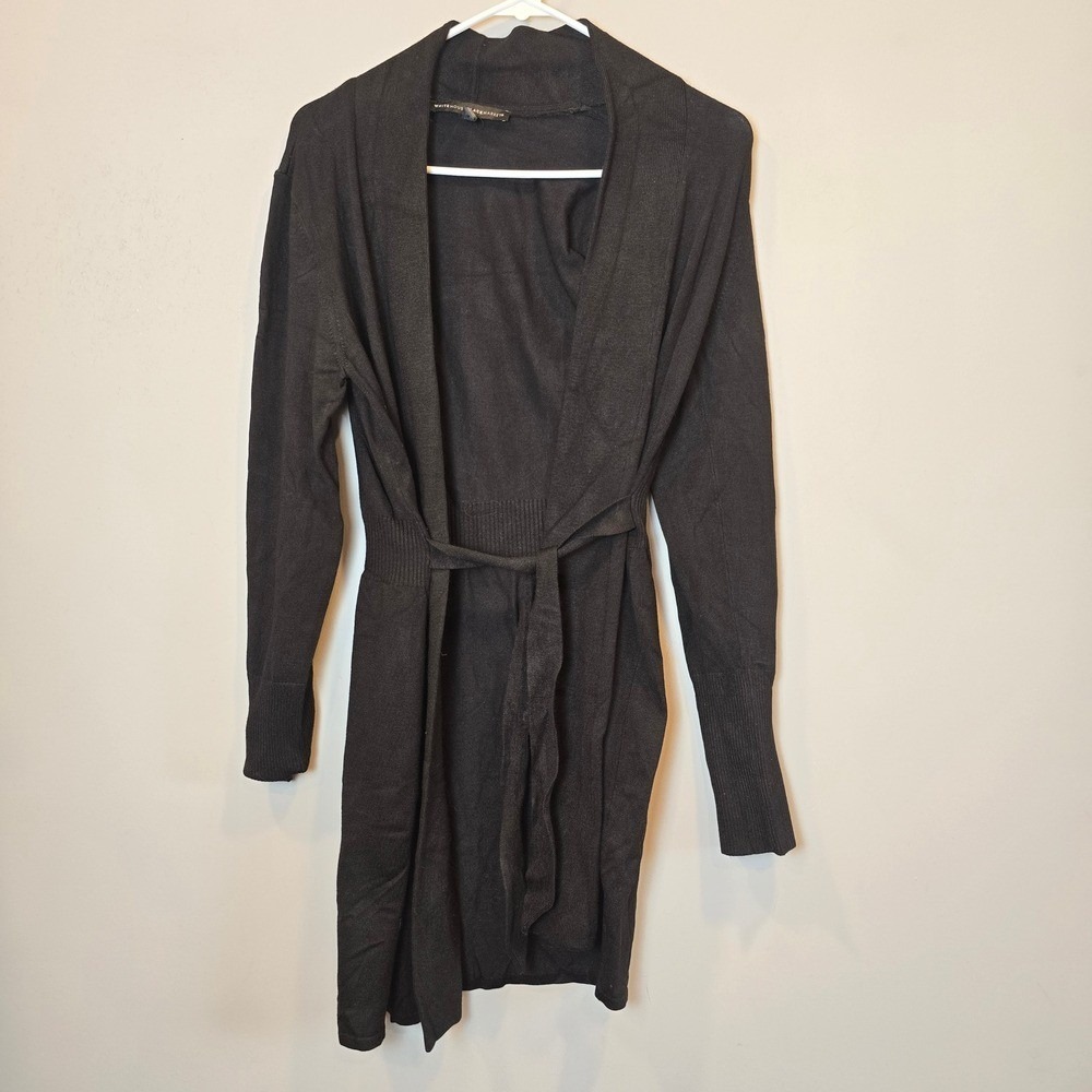 White House Black Market Sweater Black Cardigan Womens Small Duster WHBM